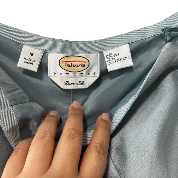 Talbots Silk Side Zip Straight Leg Silk Pants Sage Size 16 Petite - Picture 4 of 5